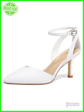 Women's Kitten Heel Pumps with Ankle Straps - Closed Toe Dress Shoes